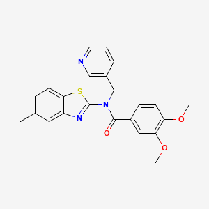 molecular formula C24H23N3O3S B3297240 N-(5,7-dimethylbenzo[d]thiazol-2-yl)-3,4-dimethoxy-N-(pyridin-3-ylmethyl)benzamide CAS No. 895423-27-5