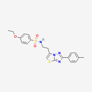 molecular formula C21H22N4O3S2 B3297275 4-ethoxy-N-(2-(2-(p-tolyl)thiazolo[3,2-b][1,2,4]triazol-6-yl)ethyl)benzenesulfonamide CAS No. 895430-54-3