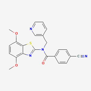 molecular formula C23H18N4O3S B3297276 4-cyano-N-(4,7-dimethoxybenzo[d]thiazol-2-yl)-N-(pyridin-3-ylmethyl)benzamide CAS No. 895431-07-9