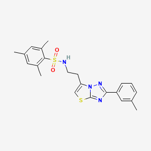 molecular formula C22H24N4O2S2 B3297301 2,4,6-trimethyl-N-(2-(2-(m-tolyl)thiazolo[3,2-b][1,2,4]triazol-6-yl)ethyl)benzenesulfonamide CAS No. 895436-78-9