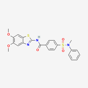 molecular formula C23H21N3O5S2 B3297376 N-(5,6-dimethoxy-1,3-benzothiazol-2-yl)-4-[methyl(phenyl)sulfamoyl]benzamide CAS No. 895441-52-8