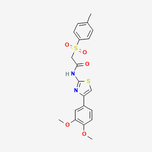 molecular formula C20H20N2O5S2 B3297387 N-(4-(3,4-dimethoxyphenyl)thiazol-2-yl)-2-tosylacetamide CAS No. 895444-67-4