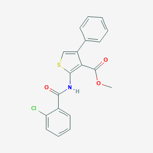 molecular formula C19H14ClNO3S B329739 Methyl 2-[(2-chlorobenzoyl)amino]-4-phenyl-3-thiophenecarboxylate 