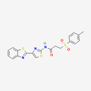 molecular formula C20H17N3O3S3 B3297402 N-(4-(benzo[d]thiazol-2-yl)thiazol-2-yl)-3-tosylpropanamide CAS No. 895447-17-3