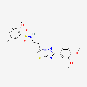 molecular formula C22H24N4O5S2 B3297433 N-(2-(2-(3,4-dimethoxyphenyl)thiazolo[3,2-b][1,2,4]triazol-6-yl)ethyl)-2-methoxy-5-methylbenzenesulfonamide CAS No. 895449-77-1