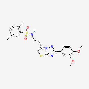 molecular formula C22H24N4O4S2 B3297436 N-(2-(2-(3,4-dimethoxyphenyl)thiazolo[3,2-b][1,2,4]triazol-6-yl)ethyl)-2,5-dimethylbenzenesulfonamide CAS No. 895449-84-0