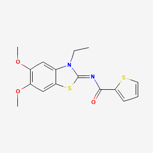 N-(3-ethyl-5,6-dimethoxy-1,3-benzothiazol-2-ylidene)thiophene-2-carboxamide