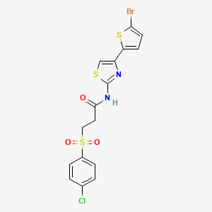 N-(4-(5-bromothiophen-2-yl)thiazol-2-yl)-3-((4-chlorophenyl)sulfonyl)propanamide