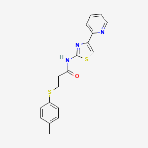 molecular formula C18H17N3OS2 B3297485 N-(4-(pyridin-2-yl)thiazol-2-yl)-3-(p-tolylthio)propanamide CAS No. 895463-89-5