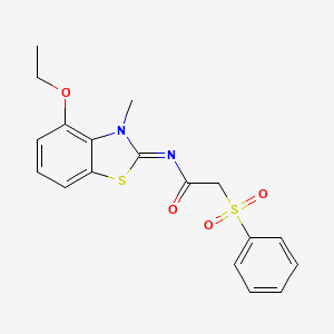molecular formula C18H18N2O4S2 B3297504 2-(benzenesulfonyl)-N-(4-ethoxy-3-methyl-1,3-benzothiazol-2-ylidene)acetamide CAS No. 895465-41-5