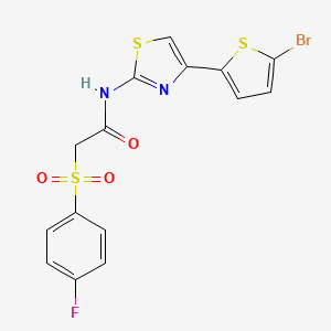 molecular formula C15H10BrFN2O3S3 B3297507 N-(4-(5-bromothiophen-2-yl)thiazol-2-yl)-2-((4-fluorophenyl)sulfonyl)acetamide CAS No. 895470-96-9