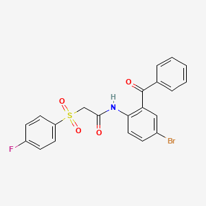 molecular formula C21H15BrFNO4S B3297514 N-(2-benzoyl-4-bromophenyl)-2-(4-fluorobenzenesulfonyl)acetamide CAS No. 895472-77-2