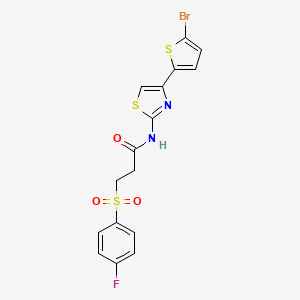 molecular formula C16H12BrFN2O3S3 B3297522 N-(4-(5-bromothiophen-2-yl)thiazol-2-yl)-3-((4-fluorophenyl)sulfonyl)propanamide CAS No. 895472-98-7