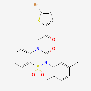 molecular formula C21H17BrN2O4S2 B3297551 4-(2-(5-bromothiophen-2-yl)-2-oxoethyl)-2-(2,5-dimethylphenyl)-2H-benzo[e][1,2,4]thiadiazin-3(4H)-one 1,1-dioxide CAS No. 895650-35-8