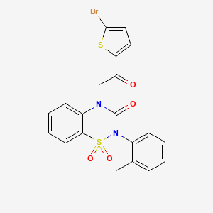 molecular formula C21H17BrN2O4S2 B3297557 4-(2-(5-bromothiophen-2-yl)-2-oxoethyl)-2-(2-ethylphenyl)-2H-benzo[e][1,2,4]thiadiazin-3(4H)-one 1,1-dioxide CAS No. 895653-25-5