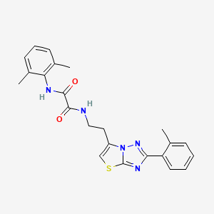 molecular formula C23H23N5O2S B3297565 N1-(2,6-dimethylphenyl)-N2-(2-(2-(o-tolyl)thiazolo[3,2-b][1,2,4]triazol-6-yl)ethyl)oxalamide CAS No. 895791-30-7