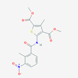 molecular formula C17H16N2O7S B329758 Dimethyl 5-({3-nitro-2-methylbenzoyl}amino)-3-methyl-2,4-thiophenedicarboxylate 