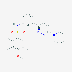molecular formula C25H30N4O3S B3297604 4-methoxy-2,3,5-trimethyl-N-[3-(6-piperidin-1-ylpyridazin-3-yl)phenyl]benzenesulfonamide CAS No. 895807-65-5
