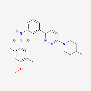 molecular formula C25H30N4O3S B3297620 4-methoxy-2,5-dimethyl-N-(3-(6-(4-methylpiperidin-1-yl)pyridazin-3-yl)phenyl)benzenesulfonamide CAS No. 895808-07-8