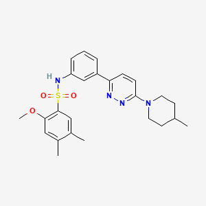 molecular formula C25H30N4O3S B3297621 2-methoxy-4,5-dimethyl-N-(3-(6-(4-methylpiperidin-1-yl)pyridazin-3-yl)phenyl)benzenesulfonamide CAS No. 895808-13-6