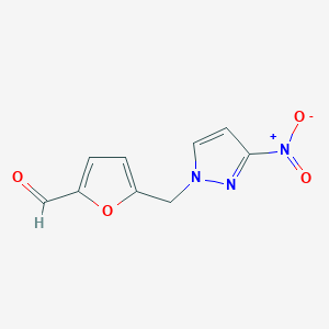 molecular formula C9H7N3O4 B3297635 5-(3-Nitro-pyrazol-1-ylmethyl)-furan-2-carbaldehyde CAS No. 895930-53-7