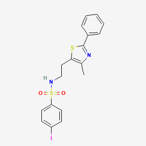 molecular formula C18H17IN2O2S2 B3297643 4-iodo-N-(2-(4-methyl-2-phenylthiazol-5-yl)ethyl)benzenesulfonamide CAS No. 895995-50-3