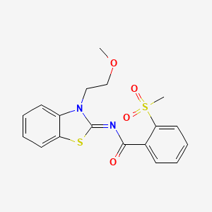 molecular formula C18H18N2O4S2 B3297704 (E)-N-(3-(2-methoxyethyl)benzo[d]thiazol-2(3H)-ylidene)-2-(methylsulfonyl)benzamide CAS No. 896273-17-9