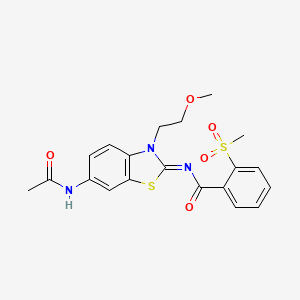 molecular formula C20H21N3O5S2 B3297712 (E)-N-(6-acetamido-3-(2-methoxyethyl)benzo[d]thiazol-2(3H)-ylidene)-2-(methylsulfonyl)benzamide CAS No. 896273-49-7