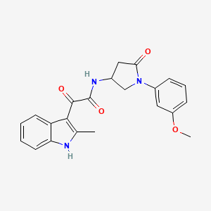 molecular formula C22H21N3O4 B3297728 N-[1-(3-methoxyphenyl)-5-oxopyrrolidin-3-yl]-2-(2-methyl-1H-indol-3-yl)-2-oxoacetamide CAS No. 896274-43-4