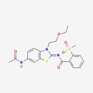 molecular formula C21H23N3O5S2 B3297734 (E)-N-(6-acetamido-3-(2-ethoxyethyl)benzo[d]thiazol-2(3H)-ylidene)-2-(methylsulfonyl)benzamide CAS No. 896274-45-6