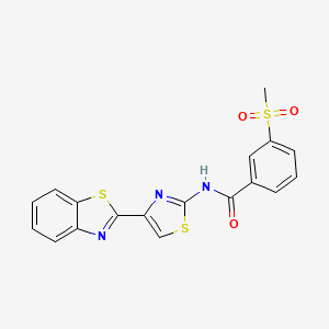 molecular formula C18H13N3O3S3 B3297777 N-(4-(benzo[d]thiazol-2-yl)thiazol-2-yl)-3-(methylsulfonyl)benzamide CAS No. 896290-40-7