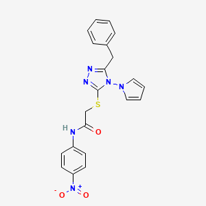 molecular formula C21H18N6O3S B3297809 2-{[5-benzyl-4-(1H-pyrrol-1-yl)-4H-1,2,4-triazol-3-yl]sulfanyl}-N-(4-nitrophenyl)acetamide CAS No. 896305-23-0