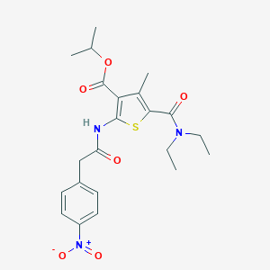 molecular formula C22H27N3O6S B329782 Isopropyl 5-[(diethylamino)carbonyl]-2-[({4-nitrophenyl}acetyl)amino]-4-methyl-3-thiophenecarboxylate 
