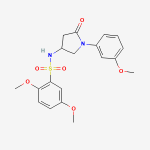 molecular formula C19H22N2O6S B3297822 2,5-dimethoxy-N-(1-(3-methoxyphenyl)-5-oxopyrrolidin-3-yl)benzenesulfonamide CAS No. 896310-50-2