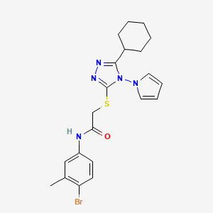 molecular formula C21H24BrN5OS B3297832 N-(4-bromo-3-methylphenyl)-2-{[5-cyclohexyl-4-(1H-pyrrol-1-yl)-4H-1,2,4-triazol-3-yl]sulfanyl}acetamide CAS No. 896312-47-3