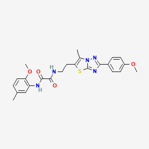 molecular formula C24H25N5O4S B3297860 N-(2-methoxy-5-methylphenyl)-N'-{2-[2-(4-methoxyphenyl)-6-methyl[1,3]thiazolo[3,2-b][1,2,4]triazol-5-yl]ethyl}ethanediamide CAS No. 896320-91-5