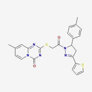 molecular formula C24H21N5O2S2 B3297890 8-Methyl-2-[2-[3-(4-methylphenyl)-5-thiophen-2-yl-3,4-dihydropyrazol-2-yl]-2-oxoethyl]sulfanylpyrido[1,2-a][1,3,5]triazin-4-one CAS No. 896332-65-3