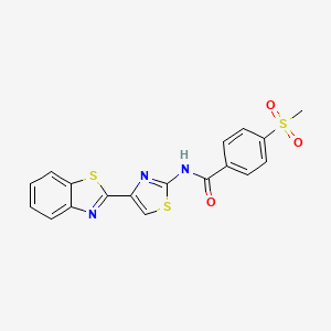 molecular formula C18H13N3O3S3 B3297906 N-(4-(benzo[d]thiazol-2-yl)thiazol-2-yl)-4-(methylsulfonyl)benzamide CAS No. 896343-82-1
