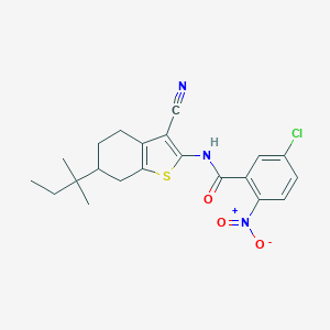 molecular formula C21H22ClN3O3S B329794 5-chloro-N-[3-cyano-6-(2-methylbutan-2-yl)-4,5,6,7-tetrahydro-1-benzothiophen-2-yl]-2-nitrobenzamide 