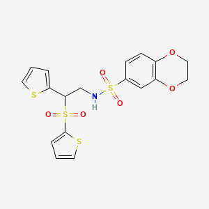 molecular formula C18H17NO6S4 B3297947 N~6~-[2-(2-thienyl)-2-(2-thienylsulfonyl)ethyl]-2,3-dihydro-1,4-benzodioxine-6-sulfonamide CAS No. 896349-72-7