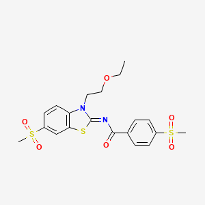 molecular formula C20H22N2O6S3 B3297978 (Z)-N-(3-(2-ethoxyethyl)-6-(methylsulfonyl)benzo[d]thiazol-2(3H)-ylidene)-4-(methylsulfonyl)benzamide CAS No. 896356-17-5