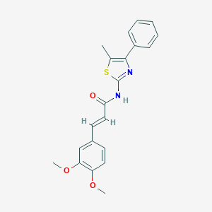 molecular formula C21H20N2O3S B329799 (2E)-3-(3,4-dimethoxyphenyl)-N-(5-methyl-4-phenyl-1,3-thiazol-2-yl)prop-2-enamide 