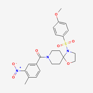 molecular formula C22H25N3O7S B3298000 (4-((4-Methoxyphenyl)sulfonyl)-1-oxa-4,8-diazaspiro[4.5]decan-8-yl)(4-methyl-3-nitrophenyl)methanone CAS No. 896359-90-3