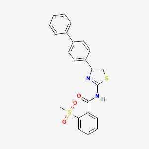 molecular formula C23H18N2O3S2 B3298018 N-(4-([1,1'-biphenyl]-4-yl)thiazol-2-yl)-2-(methylsulfonyl)benzamide CAS No. 896362-64-4