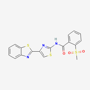 molecular formula C18H13N3O3S3 B3298024 N-(4-(benzo[d]thiazol-2-yl)thiazol-2-yl)-2-(methylsulfonyl)benzamide CAS No. 896362-83-7