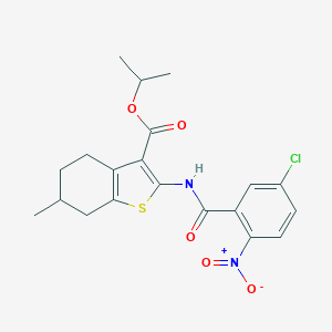 molecular formula C20H21ClN2O5S B329803 Isopropyl 2-({5-chloro-2-nitrobenzoyl}amino)-6-methyl-4,5,6,7-tetrahydro-1-benzothiophene-3-carboxylate 