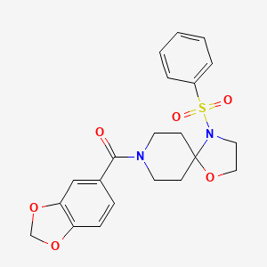 molecular formula C21H22N2O6S B3298034 8-(1,3-Benzodioxol-5-ylcarbonyl)-4-(phenylsulfonyl)-1-oxa-4,8-diazaspiro[4.5]decane CAS No. 896363-62-5