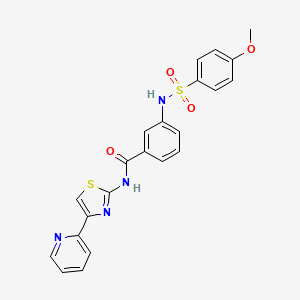 molecular formula C22H18N4O4S2 B3298051 3-(4-methoxybenzenesulfonamido)-N-[4-(pyridin-2-yl)-1,3-thiazol-2-yl]benzamide CAS No. 896363-94-3