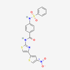 molecular formula C20H14N4O5S3 B3298053 4-benzenesulfonamido-N-[4-(4-nitrothiophen-2-yl)-1,3-thiazol-2-yl]benzamide CAS No. 896364-06-0