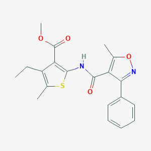 molecular formula C20H20N2O4S B329808 Methyl 4-ethyl-5-methyl-2-{[(5-methyl-3-phenyl-4-isoxazolyl)carbonyl]amino}-3-thiophenecarboxylate 